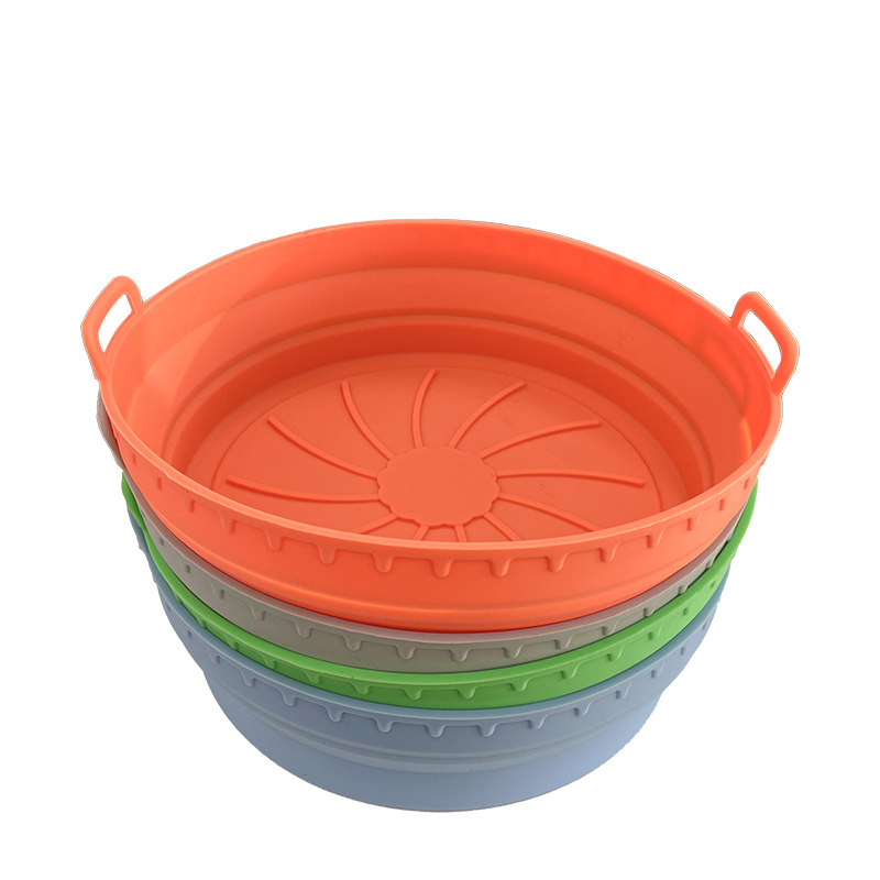 Custom OEM ODM supplier manufacture silicone airfryer air fryer liner baking pan pot mold for oven and air fryer with logo